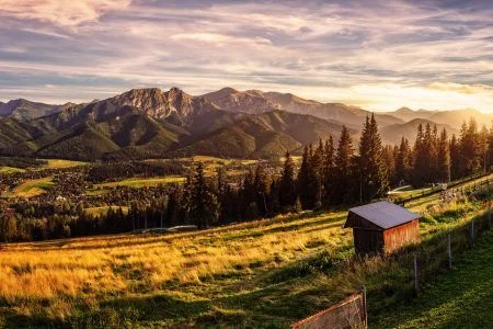 Gubalowka – view on panorama of Tatras at sunset, Poland