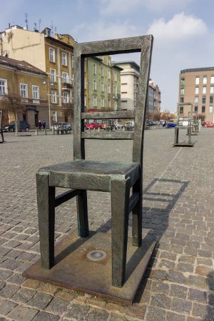 The Krakow Ghetto Memorial in Plac Bohaterow Getta (Ghetto Heroes‘ Square)