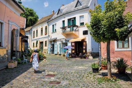 Tourist in the old town of Szentendre