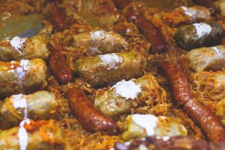 Variety assortment of different traditional Hungarian street food