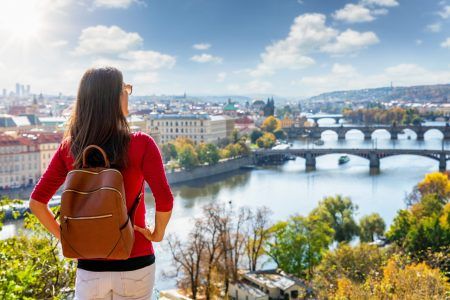 View from a hill over the city of Prague
