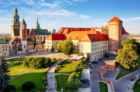 Wawel Castle Hill in sunny day
