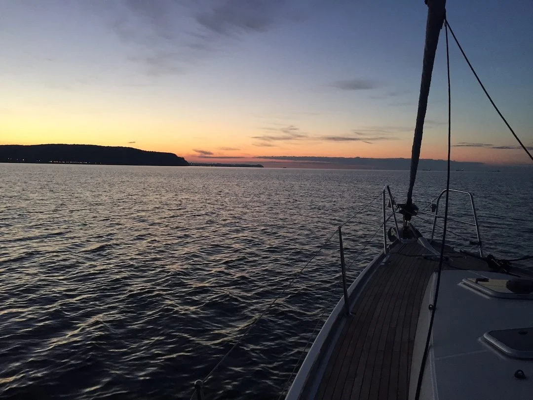Sunset in Sopot Gdynia during yachting trip
