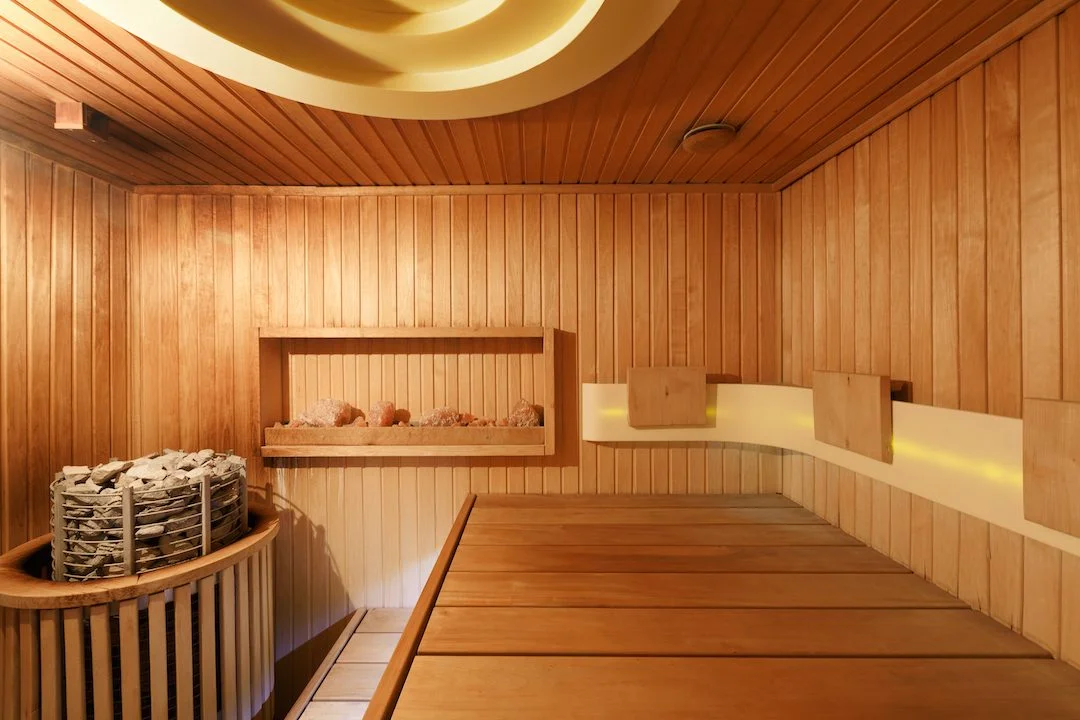 Interior of wooden sauna