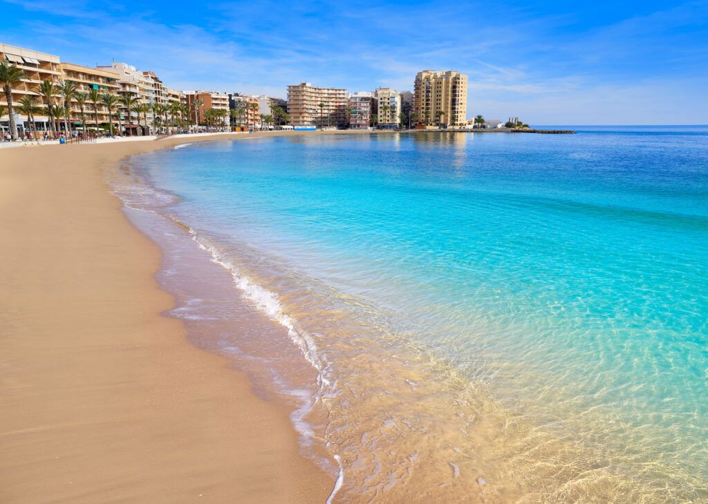 Beach in Torrevieja of Alicante Spain at Costa Blanca