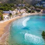 Panorama of Moraira City with the sands