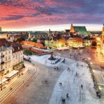 Wawel Castle and Old Town in sunset