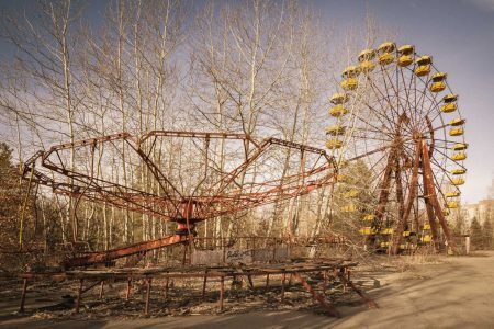 Abandoned amusement park in the center of the city of Pripyat, in Chernobyl Exclusion Zone, Ukraine