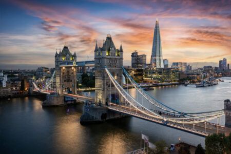 Tower Bridge and skyline of London