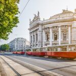Wiener Ringstrasse with historic Burgtheater (Imperial Court Theatre)