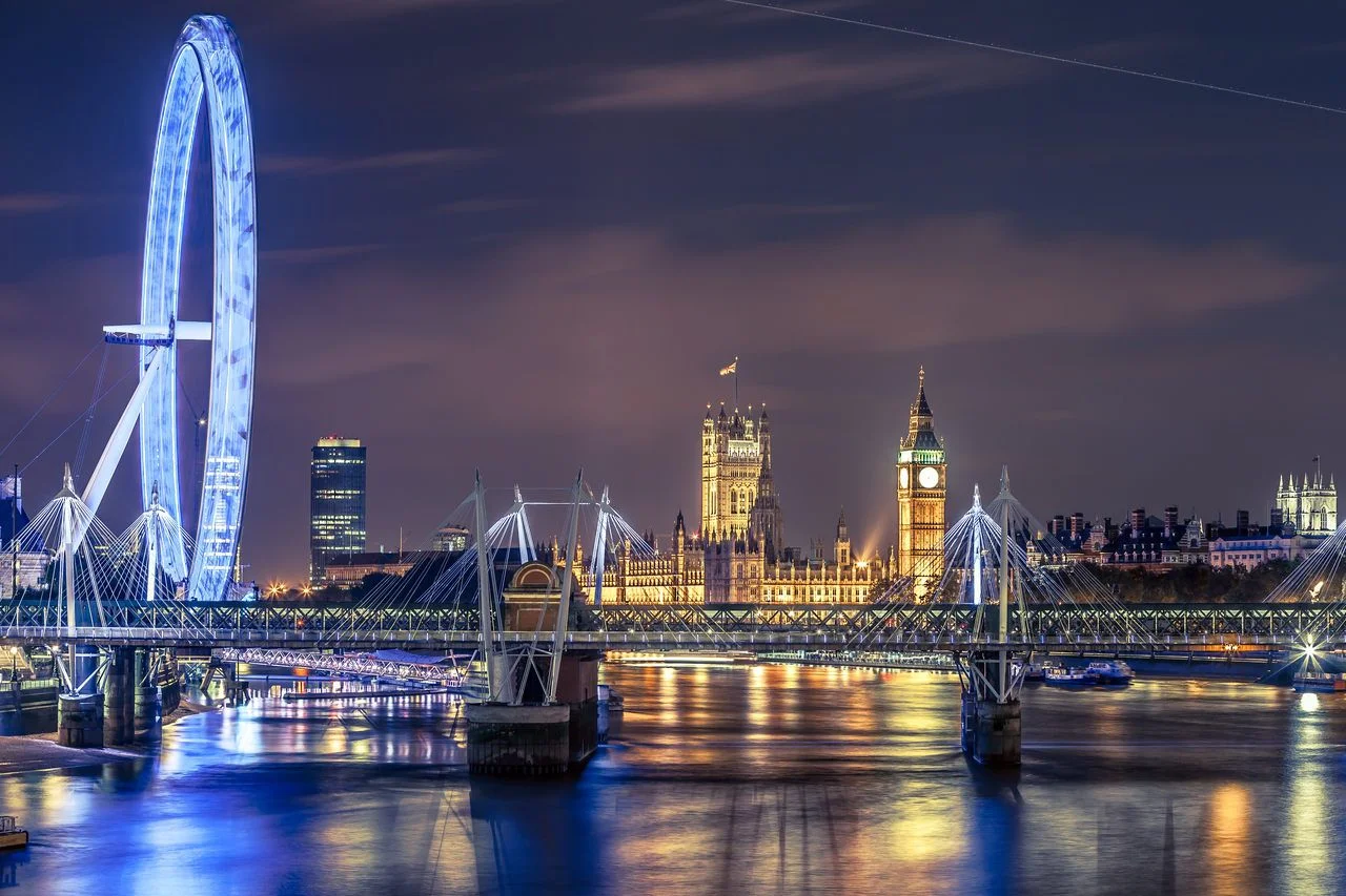 Panorama of London in night