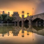 Bridge in Valencia in a sunset