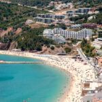 Beautiful view of Sesimbra beach in Portugal