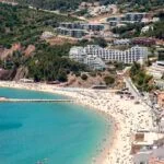 Beautiful view of Sesimbra beach in Portugal