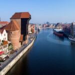Gdansk old city in Poland with the oldest medieval port crane (Zuraw) in Europe