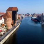 Gdansk old city in Poland with the oldest medieval port crane (Zuraw) in Europe