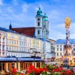 Linz, Austria. Cityscape image of main square.