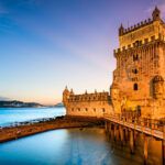 Lisbon, Portugal at Belem Tower on the Tagus River