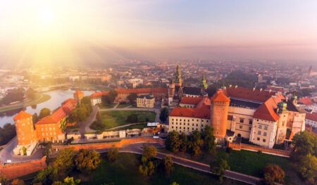 Panorama of Wawel Castle in Krakow