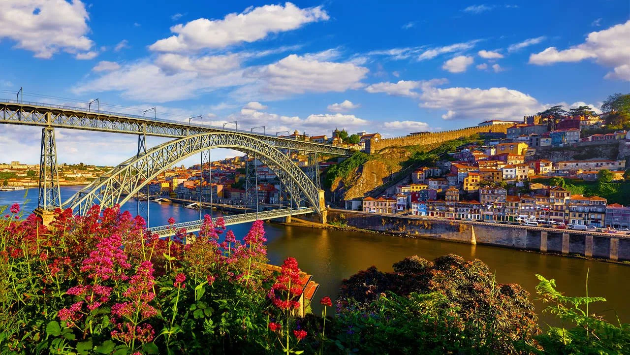 Porto, Portugal. Ponte de dom Luis Bridge on Douro river.