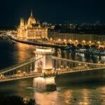The Parliament, the chain bridge and the Danube river