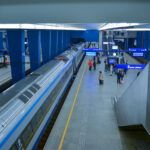 Train at the station in Warsaw