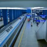 Train at the station in Warsaw