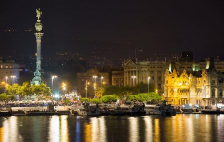Barcelona Port with Columbus statue