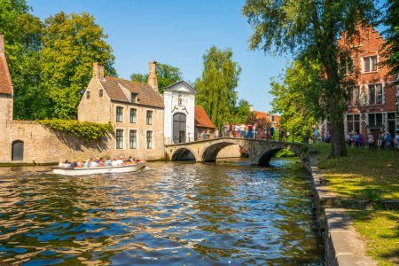 Classic view of the historic city center of Bruges (Brugge)
