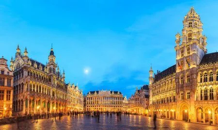 Grand Palace by night in Brussels