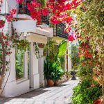 A picturesque and narrow street in Marbella old town, province of Malaga, Spain