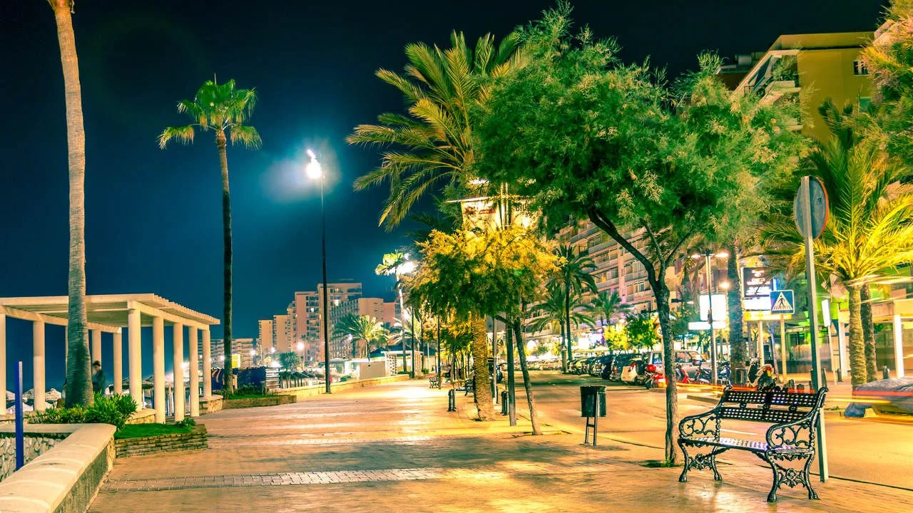 Fuengirola promenade by night