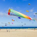 Fuerteventura kite festival in Corralejo ocean beach