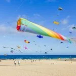 Fuerteventura kite festival in Corralejo ocean beach