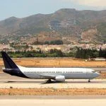 Large Passenger Airplane on the Runway at Malaga Airport in Spain on the Costa del Sol