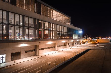 Málaga airport at night