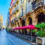 People are strolling a street in Logrono