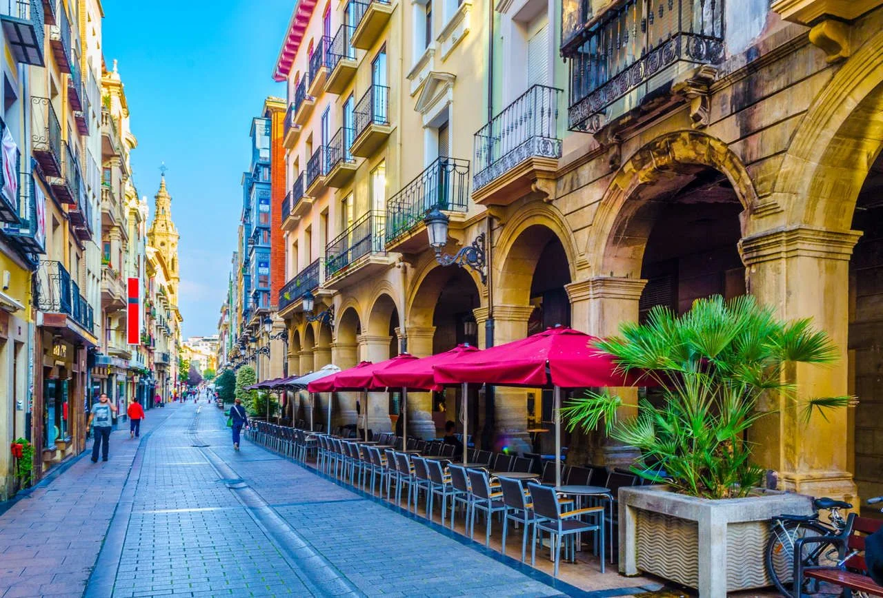 People are strolling a street in Logrono