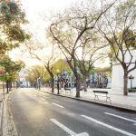 Sunny central street in capital of Madeira Funchal