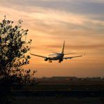 Sunset at the airport of sevilla