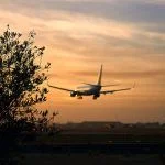 Sunset at the airport of sevilla