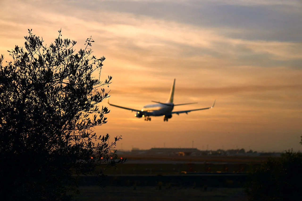 Sunset at the airport of sevilla