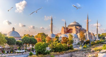 Beautiful view on Hagia Sophia in Istanbul, Turkey