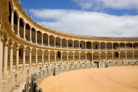 Bullring in Ronda, opened in 1785, one of the oldest and most famous bullfighting arena in Spain.