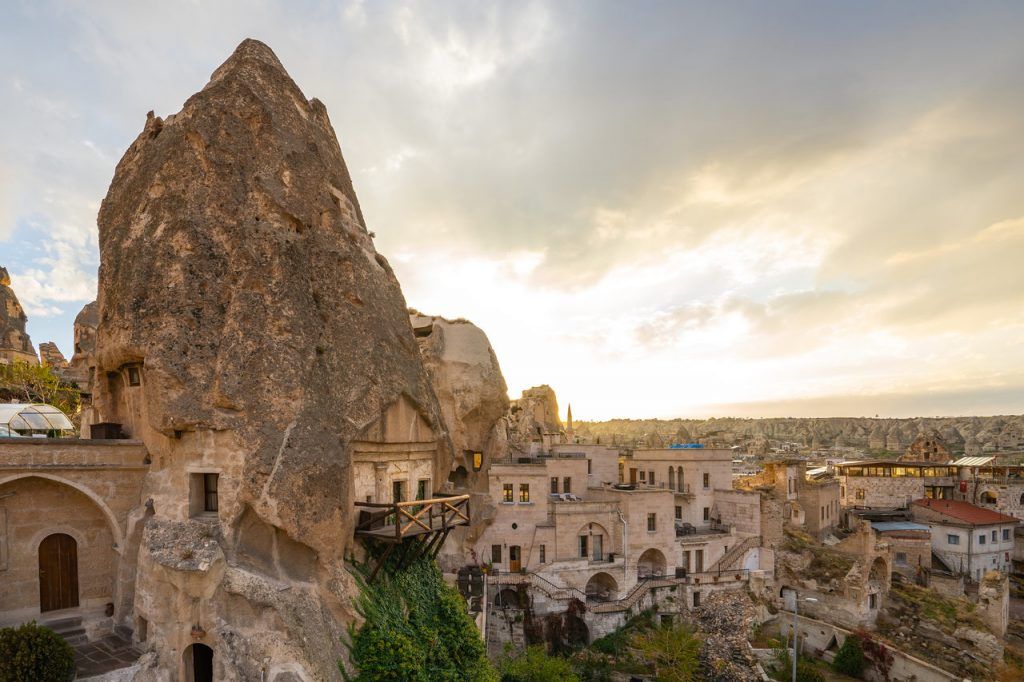 Cappadocia cityscape skyline in Goreme, Turkey.