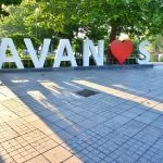 Central square in Avanos Town, Turkey with big letters “Avanos” and red heart symbol. Place for photo shoot in Avanos city