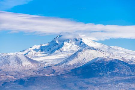 Clouds on a volcanic Erciyes mount in Kayseri.
