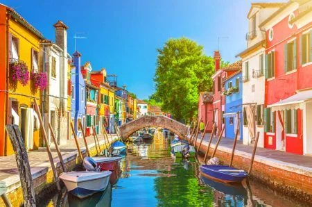 Colorful houses of Burano island.