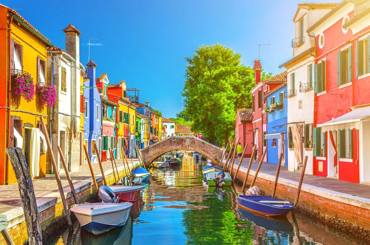 Colorful houses of Burano island.