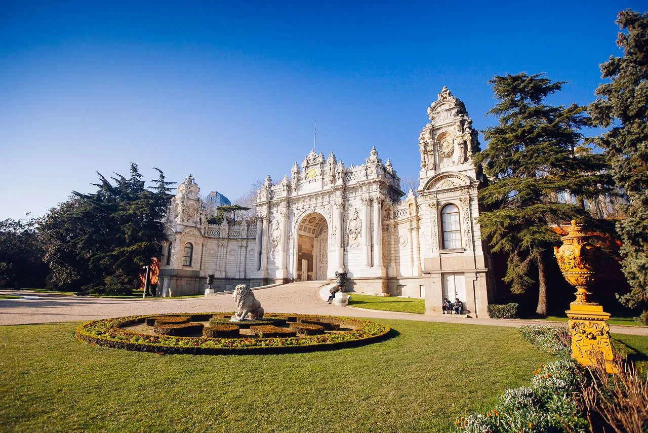 Dolmabahce Palace in Besiktas district, on the European coast of the Bosphorus in Istanbul, Turkey